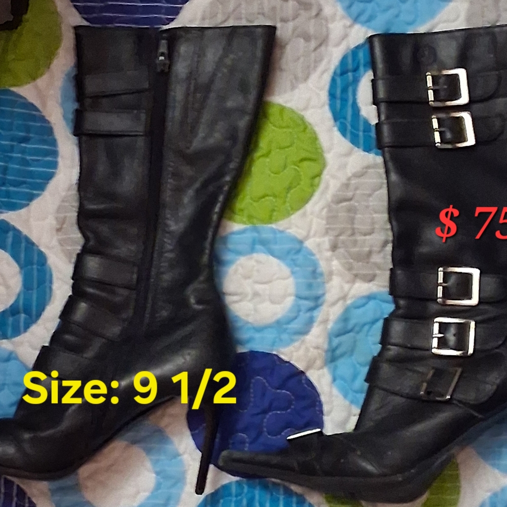 Elegant Black Buckle Heeled Boots